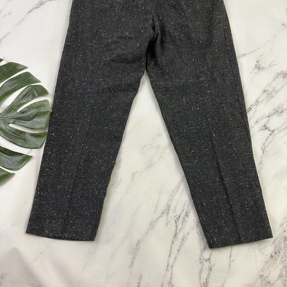 Synari Womens Vintage 80s Pleated Wool Pants Size 9 Gray Tweed Academia Tapered - Picture 11 of 12